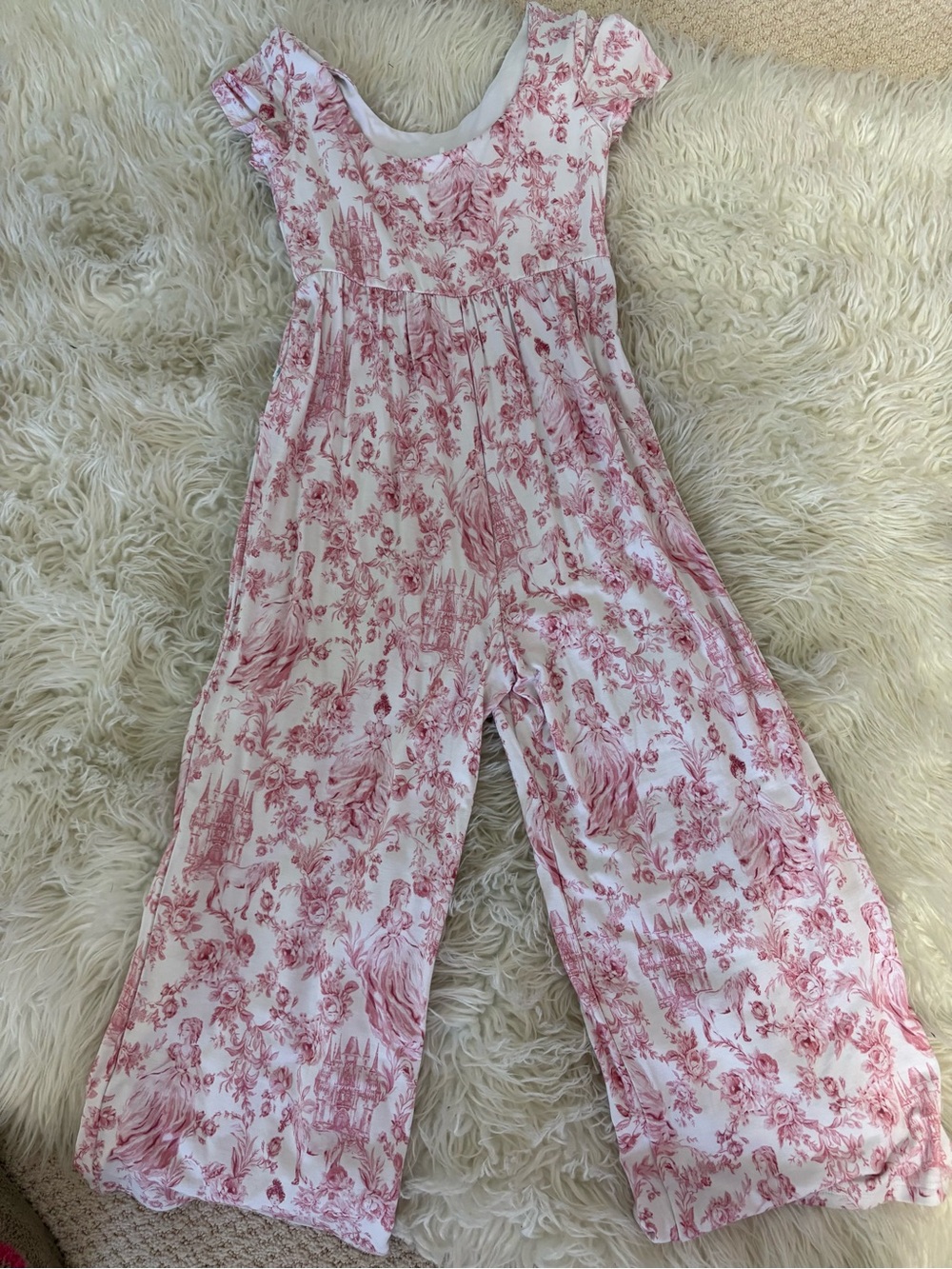 Posh Peanut Pink Toile Wide-Leg Jumpsuit